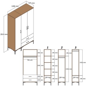 Ruhásszekrény Kiara ST (dió + krém). 1088346