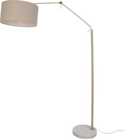 Vloerlamp goud verstelbaar met kap beige van teddy stof 50cm - Editor