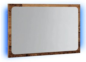 antik fa színű fürdőszobatükör LED-világítással 60x8,5x38 cm