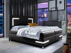 Egyszemélyes ágy 120 cm Frinesa LED (fekete) (ágyráccsal és matraccal) (tárolóhellyel) (LED világítással). 1103548