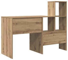 Asztal polcokkal kézműves tölgy 131.5 x 50 x 106.5 cm Faanyag