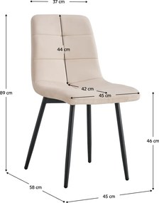 Étkezőszék, bézs Velvet szövet/fém, DAMIA TYP 1