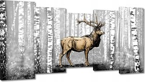 Vászonkép 150x80 Szarvas Nyírfa Erdő