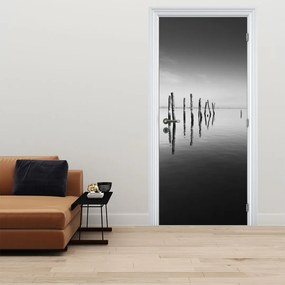 Fotótapéta ajtóra - Fekete-fehér vízfelület (95x205cm)