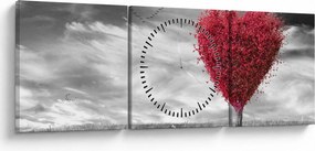 Kép - szív a fák koronájából (órával) (90x30 cm)