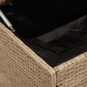 Bézs Színű Polyrattan Kerti Tárolóláda 110 X 50 X 58 Cm
