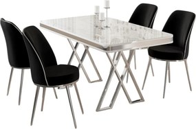 Vals étkezőgarnitúra, fehér-króm, 130 cm – TR240CHR2339