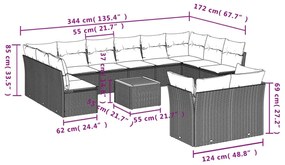 13 részes szürke polyrattan kerti ülőgarnitúra párnákkal