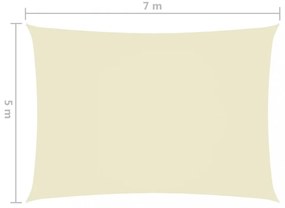 krémszínű téglalap alakú oxford-szövet napvitorla 5 x 7 m