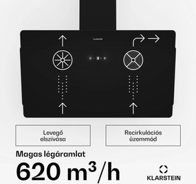 Klarstein Aurica 90, páraelszívó, 90 cm, 620 m³/ó, LED, érintőképernyős, üveg, fekete