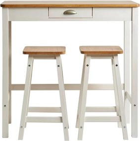 Caya fehér bárasztal 2 db székkel, tömör borovi fenyőből - Marckeric