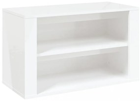 magasfényű fehér szerelt fa cipőtartó 75 x 35 x 45 cm