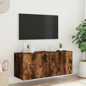 vidaXL füstös tölgy színű fali TV-szekrény LED-ekkel 100 x 35 x 41 cm