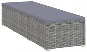 3 részes szürke polyrattan kerti napozóágy szett asztallal