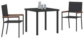 5 Részes Kerti Étkező Szett Fekete Poly Rattan