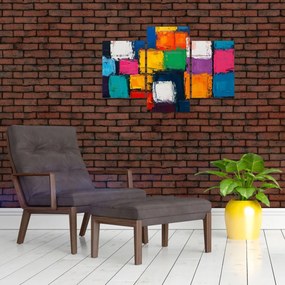 Kép - Színes négyzetek festménye (90x60 cm)