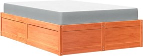 vidaXL viaszbarna tömör fenyőfa ágykeret matraccal 120 x 190 cm