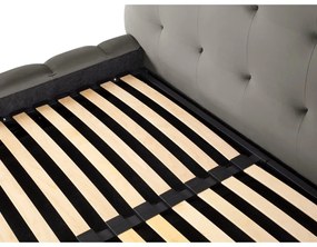 Világosszürke kárpitozott franciaágy tárolóhellyel, ágyráccsal 160x200 cm Bali – Cosmopolitan Design