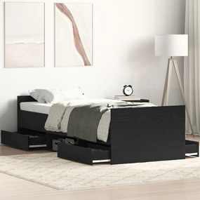Ágykeret matrac nélkül Fekete tölgy 75x190 cm Mérnöki fából