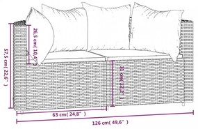 vidaXL 2 db fekete polyrattan kerti sarokkanapé párnákkal