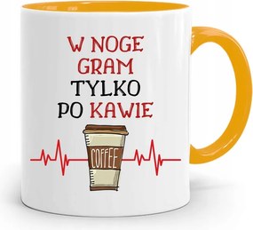 Sárga Bögre Labdarúgónak Csak Kávé Után Ajándék fényképes nyomattal