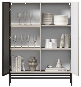 Lorini vitrin 100 cm - kasmír / fekete fogantyú / fém lábak