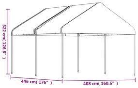 fehér polietilén pavilon tetővel 4,46 x 4,08 x 3,22 m