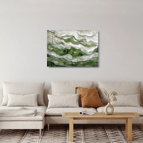 Üveg kép - Zöld és fehér fodrok (70x50 cm)
