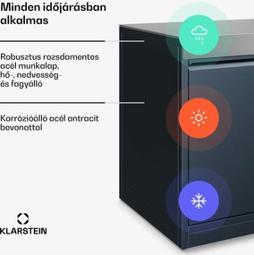 Klarstein WaldChef tárolószekrény | Rozsdamentes acél munkalap | Időjárásálló | 90 x 90 cm