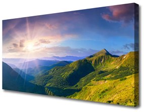 Vászonfotó Sun Mountain Meadow Landscape 100x50 cm