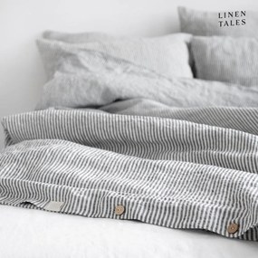 Fekete-fehér kétszemélyes-hosszabbított len ágyneműhuzat 200x220 cm – Linen Tales