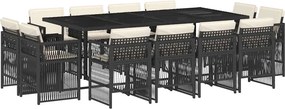 vidaXL 13 részes fekete polyrattan kerti ülőgarnitúra párnákkal