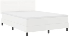 Boxspringágy Matracokkal Fehér 160 x 200 cm, Műbőr
