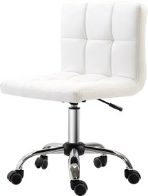 HOMCOM Irodai Szék, Ergonomikus Íróasztali Szék Karfa Nélkül, Magasságban Állítható Forgószék, Számítógép Szék Irodához, Tanulószobába, Műbőr, Fehér |