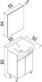 Purus mosdószekrény, 55 cm – TR785PNC1685