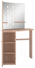 fekete sarok-fésülködőasztal LED-világítással 111x54x141,5 cm