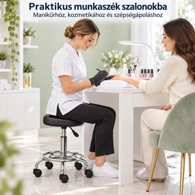 VASHOME gurulós kozmetikai szék, állítható magasság 46–61 cm, 5 görgővel, fekete