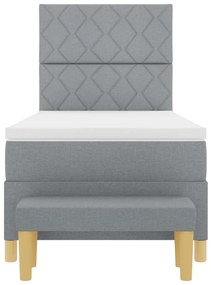 Box Spring Ágy Matraccal &amp; Pad Világosszürke 90x190 cm Szövet