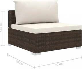 11 részes barna polyrattan kerti bútorszett párnákkal