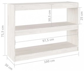 fehér fenyőfa könyvszekrény térelválasztó 100 x 30 x 71,5 cm