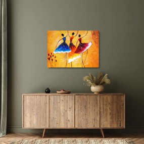 Kép - olajfestmény, balerinák (üvegen) (70x50 cm)