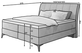 Franciaágy Boxspring 160 cm Alberto (sötétszürke) (matracokkal). 1027365