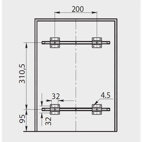 Hulladékgyűjtő GTV Practi Eco 400, szelektív, manuális működés, lágy záródás, 2x20 L edénnyel, fedéllel