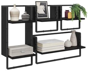 vidaXL Fali polc készlet 4 pcs Fekete tölgy 65 x 25 x 30 cm Faanyag