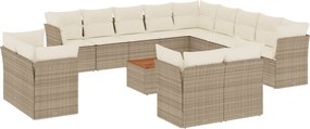 vidaXL 14 részes bézs polyrattan kerti ülőgarnitúra párnával