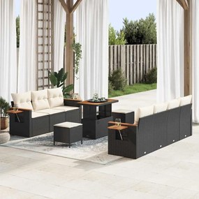Kerti Kanapé Szett 10 pcs Fekete és krémszínű 90 x 55 x 71 cm