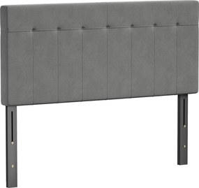 HOMCOM 3 magasságban állítható, bársonyszerű kárpitozott fejtámla fém lábakkal — 135–140 cm ágyhoz, szürke (140 x 10 x 106/116/126 cm) | Aosom