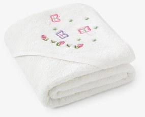 Goldea gyermek frottír fördőlepedő csuklyás - pillangók fehéren 100 x 100 cm