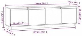 fehér tömör fenyőfa TV-szekrény 156 x 37 x 45 cm
