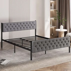 KAROM fém kétszemélyes ágy 120x200 cm, szürke, teherbírás 120 kg